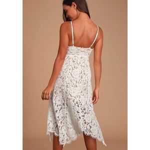 Lulus - One Wish White Lace Midi Dress - Size M